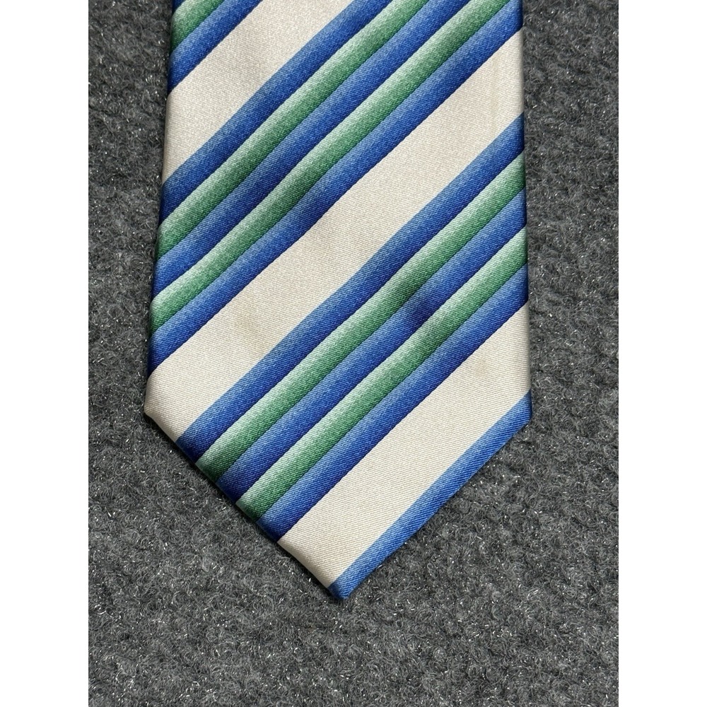 Paul Smith Tie Blue Green White Striped Necktie 3.5" Wide 59" Long Italy